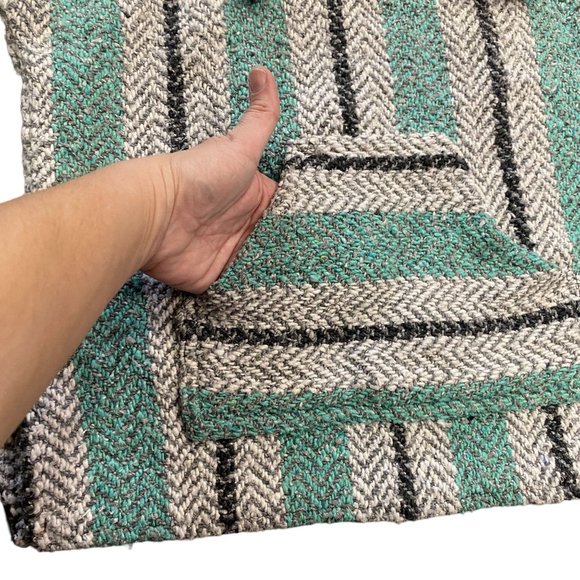 Earth Ragz Womens S Baja Mexican Hoodie Mint Gray Kangaroo Pocket Drug Rug - Picture 3 of 8